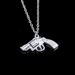 Fashion 29*22mm Pistol Revolver Gun Pendant Necklace Link Chain For Female Choker Necklace Creative Jewellery party Gift