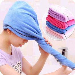 Strong Dry Hair Towel Pure Color Quick Dry Shower Hair Caps Drying Turban Wrap Hat Spa Bathing Caps WY519Q HB