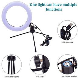 New Design 8 inch Diameter 20cm Live Fill Light Desktop Tripod 13W 5V 84LED 2835 Lamp Beads White Light USB Connection Vanity Lights