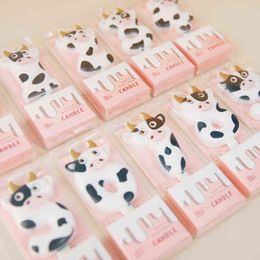 Birthday Candle Number Cute Cow Shape 0-9 Cartoon Baking Red Cake Topper Decoration Candle Plug-in Dessert Table Party Supplies