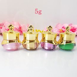 New 5g Luxury Crown acrylic cosmetic cream jar Small eye container Makeup face sample pot high quality