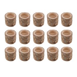 15pcs Natural Wooden Candlestick Candle Holder Home Table Decoration Dinner Plant Flower Pot Handicraft Handmade Table Ornaments Y200109