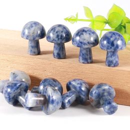 20mm Mini Mushroom Plant Statue Ornament Sodalite Stone Carving Home Decoration Crystal Polishing Gem