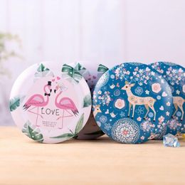 Gift Wrap 2pcs 8x4.5cm/11x4.5cm Pink Flamingos Cute Sika Deer European Creative Wedding Candy Box Wholesale Tin Drum Shaped Candy1