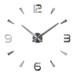 New wall clock quartz living room diy clocks modern design watch horloge murale Acrylic mirror 3d stickers Y200407