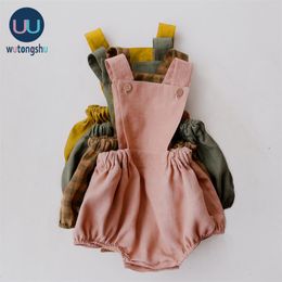 Rompers Summer Cotton Boy Clothing Solid Girls Plaid Jumpsuits Newborn Kids Clothes Baby Girl Playsuit Onesie 201027