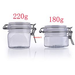 180g 220g Square Skin Care Cosmetic Tin Clip Cap Clear Cream Bottle Pot Containers Storage,Shampoo Container PET Plastic Boxshipping