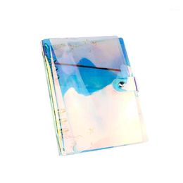 Notepads A5 A6 A7 Pvc Transparent Colourful 6-hole Binder Notebook Glitter Diary Loose-leaf Cover Loose Journal Leaf Clips Planner Bu Z6M2