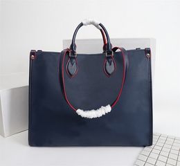 Ladies luxury designer bag men and women large shopping bag 41 cm hit Colour beach bag leather portable messenger wallet M44571 size 41x