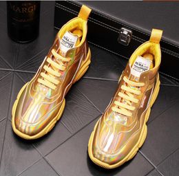 hot salenew arrival men top brand designer glitter white gold increase shoes mens dress sequined loafers mens flats platform loafers