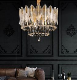 K9 Crystal Copper Luxury Chandelier Lighting Postmodern Living Room Bedroom Deco LED Hanging Lamp Villa Lobby Large Chandeliers