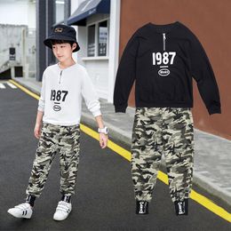 Clothing Sets Teen Children Clothes 3-13year Boys Costume Tracksuit Camouflage Tops Pants 2PCS Spring Outfits Set