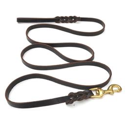 Pet Dog Leash Luxury Strong Genuine Leather Dog Leashes for Medium and Large Dogs Walking Tracking Running Pet Products LJ201111