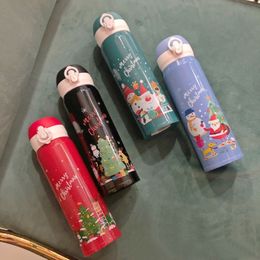 17oz Christmas Cartoon Print Bottles Santa Claus Snowman Elk Double Wall Insulate Thermos Promotional Christmas Drinking Vacuum Flasks Water Bottle