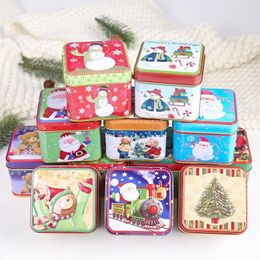 cute cookie boxes UK - Gift Wrap Candy Box Cute Christmas Tin Baking Mini Package Cookies Biscuit Case Container Sealed Storage Jar Random Pattern1
