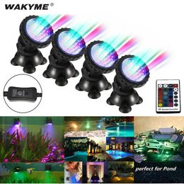 WAKYME 1 Set 4 Lights RGB 36 LED Underwater Spot Light Waterproof IP68 Swimming Pool Light Aquarium Spotlight for Water Garden Y200922