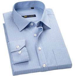 high quality new summer/spring plus size S~ 5xl long sleeve striped men dress shirts regular fit non-iron easy care 201123