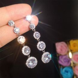 Sparkling Luxury Jewellery Multi Style Drop Earring 925 Sterling Silver Water Drop White Topaz CZ Diamond Women Party Long Dangle Earring Gift