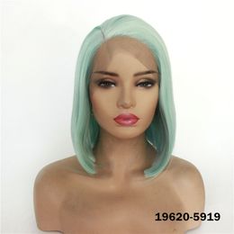 Full Coloured Short Bobo Synthetic Lace Front Wig Simulation Human Hair Wig parrucche piene di capelli umani