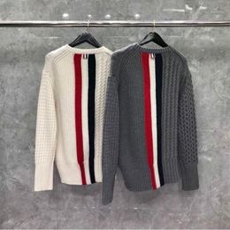 Women's Sweaters 2021 Retro Twist Thick Pure Clothes Round Neck Pullover Men's And Warm Red White Blue T-shirts
