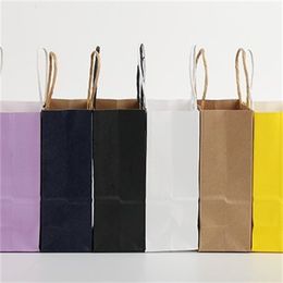 Gift Shopping Kraft Paper Bags Portable Square Bottom Colour Handbags Snacks Packing Bag Various Colors New Arrival 0 38qw F2