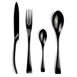 4 Pcs Black 304 Stainless Steel Dinnerware Set Gold Cutlery Set Mirror Polishing Utensils Kitchen Dinner Knife Fork Spoon Set 201116