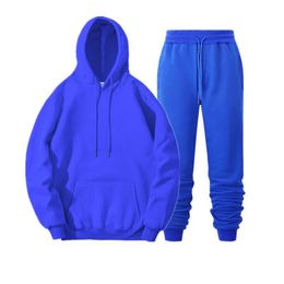 2020 Yeni Eşofman Erkekler Marka Erkek Katı Kapşonlu Kazak + Pantolon Set Erkek Hoodie Ter Suit Rahat Spor S-3XL Ücretsiz Kargo Y0121