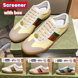 Top Designer Italy Screener Casual shoes Leather Black Beige Red Green Pink Suede Butter Dirty Shoe Fashion Printing with OG box Dust bag me