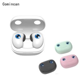 TWS Wireless Blueteeth Earphones Cute Eyes Shape In-ear Sport Stereo Hifi Music Earbuds headphones w/Charging Box