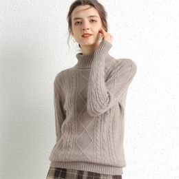 100% Merino Wool Cashmere Sweater Women Winter Warm Turtleneck Long Sleeve Ladies Pullover knitted Autumn Jumper Vintage Sweater LJ201112