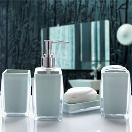 Newly Acrylic 4 Piece Bathroom Accessory Set Soap Dispenser Bottle Soap Dish Cup Toothbrush Holder Case Caddy XSD88 Y200407