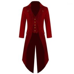 Men's Trench Coats Wholesale- Plus Size Men 's Steam Punk Tuxedo Gentleman Long Jackets Suits Classic Club Prom 2021 Autumn Winter Wind