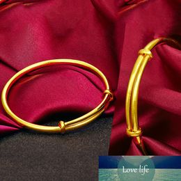 Vietnam Alluvial Gold Bracelets Fashion Minimalism Delicate Circular Tube Flexible Bangle Fine Jewellery for Female