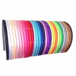 60pcs/lot 30colors Plain Satin Fabric Covered Headband 10mm Solid Fabric Covered Resin Hair Band Plastic Headband for Adult Kids LJ200908