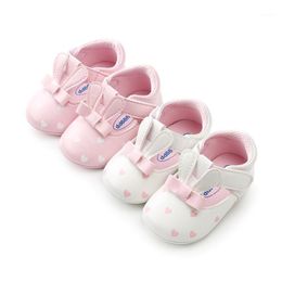 shaped shoes Australia - First Walkers Arrival Hear-shaped Pink Girls Anti-slip Pu Leather Crib Sneakers Rubber Sole Brand Baby Shoes