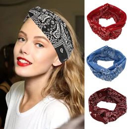 2020 new adult women's hair accessories double cross yoga sports hair band cashew flower knitted hair band