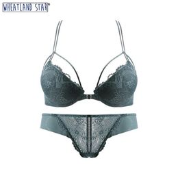 Women Lace Sexy Front Closure Bra and Panty Set Feminina Push Up Women's Lingerie Adjusted Straps Fashion Intimates Y200708