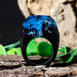 Cluster Rings Dried Flowers Resin Ring Eco Epoxy Jewellery The Secret Of Magical World In A Tiny Landscape Glow Dark Gift1