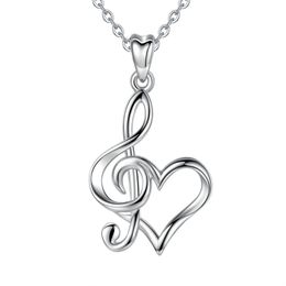 EUDORA Sterling Silver musical note Pendant Necklace Heartbeat signal Heart Necklace Women 925 silver fine Jewellery with Box D413 Q0531