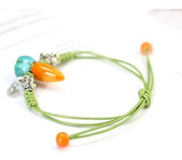 Small Carrots Pattern Ceramic Fashion Jewellery Green Rope Cartoon Style Women Cute Popular Adorn Article