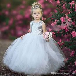 New Newest handmade Lace White Chiffon Girls Pageant Dress Girl First Communion Dress Kids Formal Wear Flower Girls Dresses for Wedding