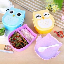 Microwave Cartoon Owl Lunch Box Food Storage Container Children Kids School Office Portable Bento 220117