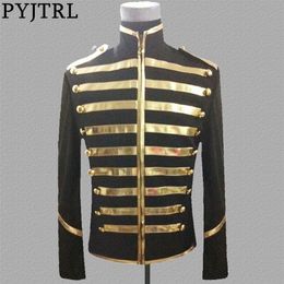 PYJTRL Tide Blazer Men Mandarin Collar Gold Silver Stage Suit Jacket Party Dress Singers Clothing 201104