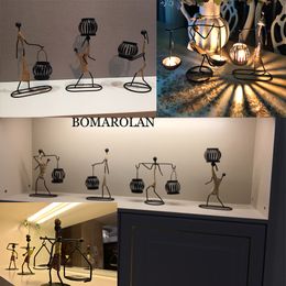 Vintage Candle Holders Home Decoration Metal People Model Candelabros Decorative Creative Candlestick Party Wedding Centerpices LJ201204