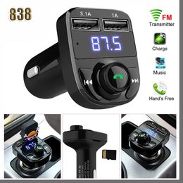 838D 50D X8 Transmissor FM Aux Modulador Bluetooth Handsfree Car Kit Car Audio MP3 Player com 3.1A Quick Charge Dual USB Car Charger Accessorie FMA