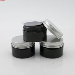 60 x 30g Empty PET dark amber plastic cream jars Aluminium silver lids insert 1oz Refillable Brwon Plastic Cosmetic containerhigh qualtity