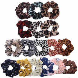 INS Women Girls Velvet Scrunchies Quality Elastic Leopard Hairbands Floral Girls Hair Tie Hair Rope Hair Accessories Wholesale
