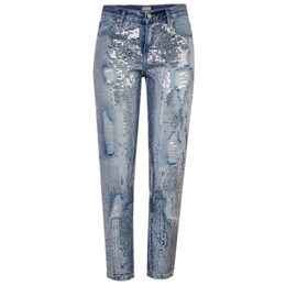 Sequined Jeans Women Hole Ripped Destroy Jeans Pants 201029