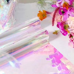 Iridescent Flower Bouquet Wrapping Cellophane Rainbow Film Valentines Day Gift Packaging Birthday Wedding Decor 20 inch x 10Yard Y200903
