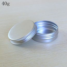 100pcs/lot Aluminium jar 40g,metal cream jar, silver tin, metal Threaded cosmetic container